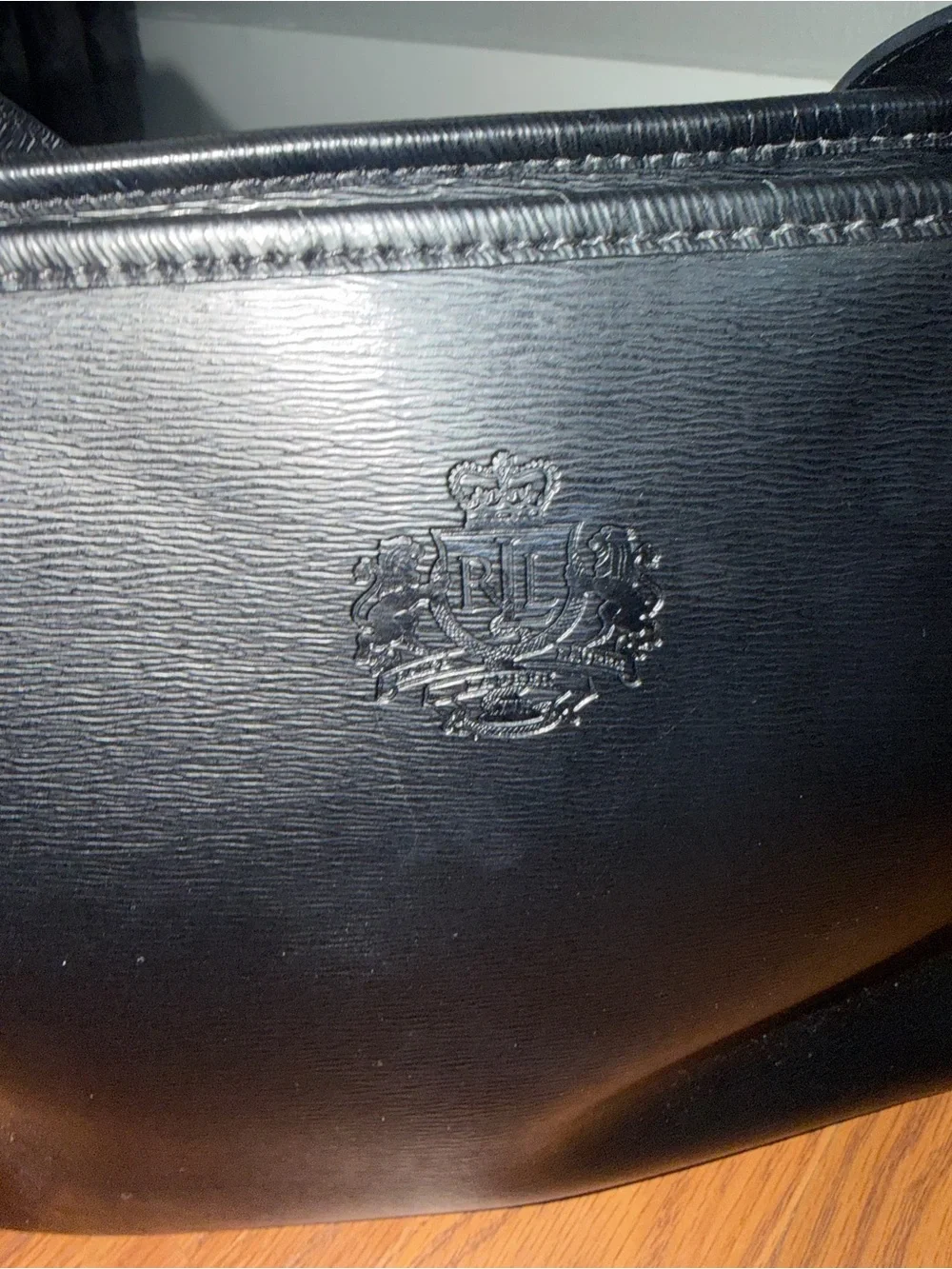 Ralph Lauren Newbury Tote black pebbled leather.